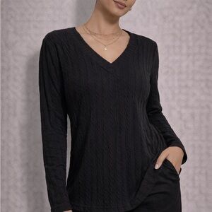 Elegant Black V-Neck Women's Top